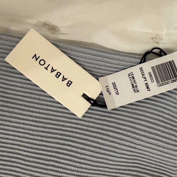 **NWT** Aritzia Babaton Sculpt Knit One-Shoulder Dress -- Cement Blue -- XXS - Picture 5 of 6